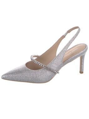 Stuart Weitzman Silver Crystal-Embellished Slingback Pump